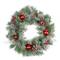 24" Flocked Pine Red Ball Berries & Silver Cedar Artificial Wreath, Unlit